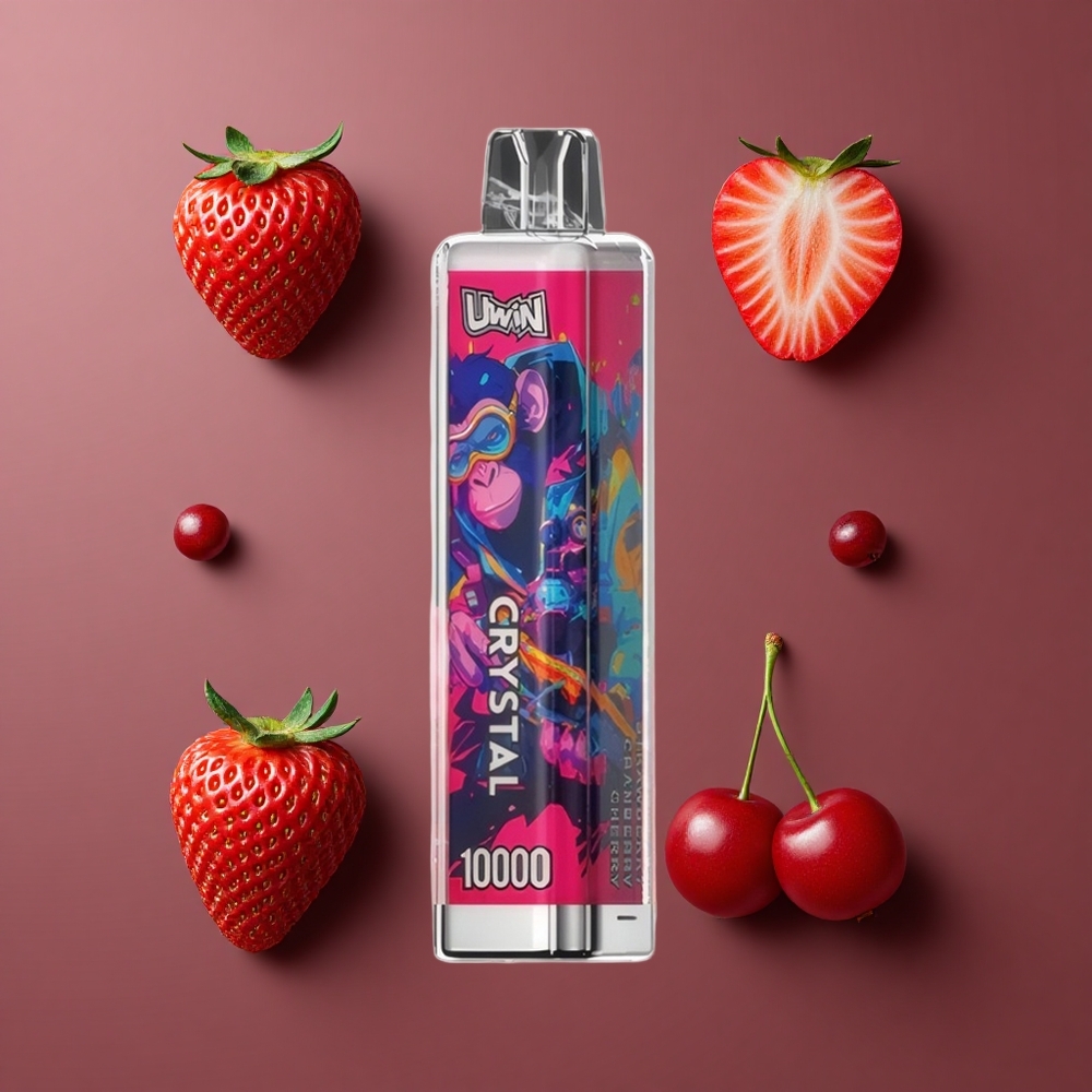Uwin Crystal 10000 Puffs Jednokratna Vape Jagoda Brusnica Trešnja RGB svjetla