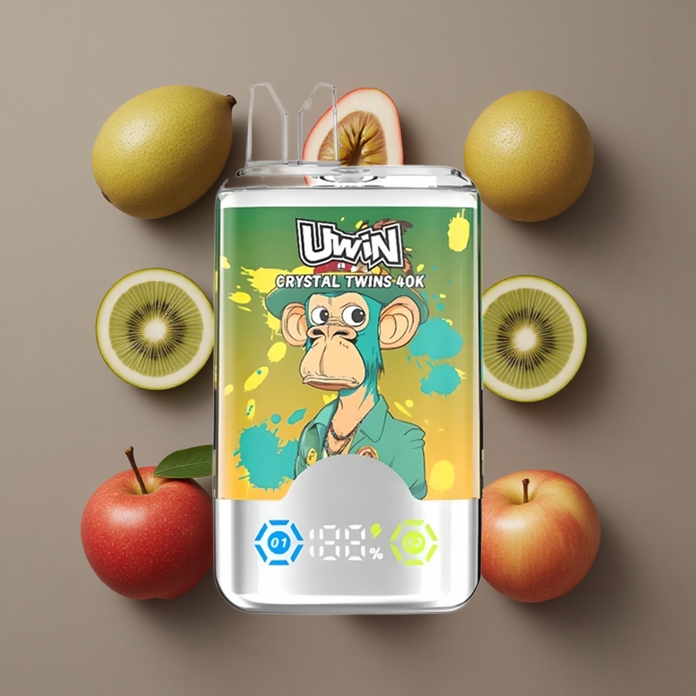UWIN Crystal Twins 40000 Puffs Jednokratna Vape Kiwi Marelice Guava Dvije Jabuke, 32ml Kapacitet Tekućine