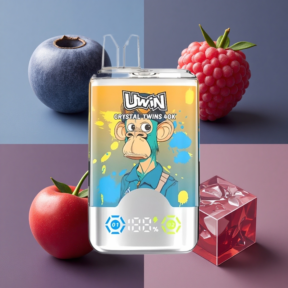 Uwin Crystal Twins 40000 Puffs Jednokratna Vape Borovnica Malina Trešnja Led