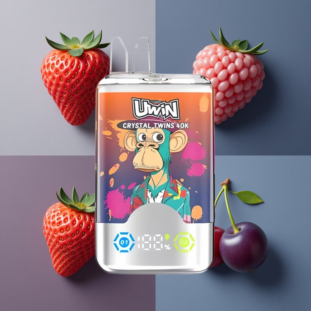 Uwin Crystal Twins 40000 Puffs Jednokratna Vape Jagoda Malina Trešnja Gospodin Plavi