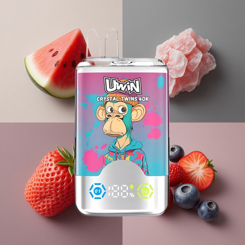 Uwin Crystal Twins 40000 Puffs Jednokratna Vape Lubenica Led i Mješovite Bobice (Kapacitet tekućine: 32ml)