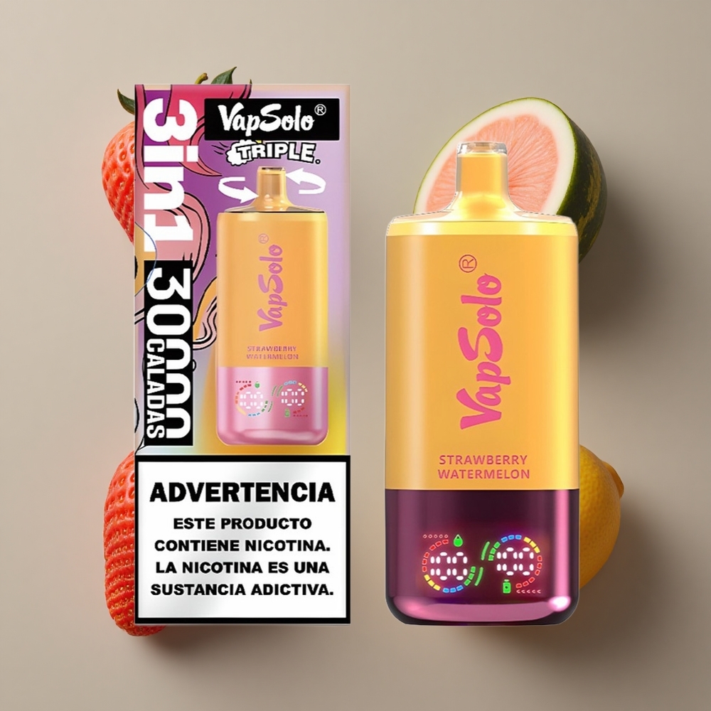 VapSolo Triple 30000 Puffs 40ml Tekućina Jagoda Lubenica & Limun Breskva
