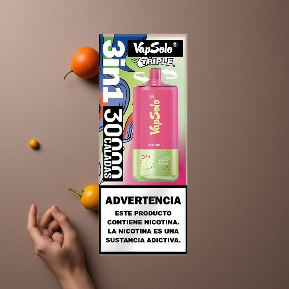 VapSolo Triple 30000 Puffs Jednokratna Vape Crveni bik + 40ml tekućine + 3 spremnika + Type-C punjenje