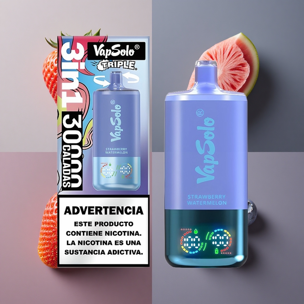 VapSolo Triple 30000 Puffs Jednokratna Vape Jagoda Lubenica & Borovnica Led