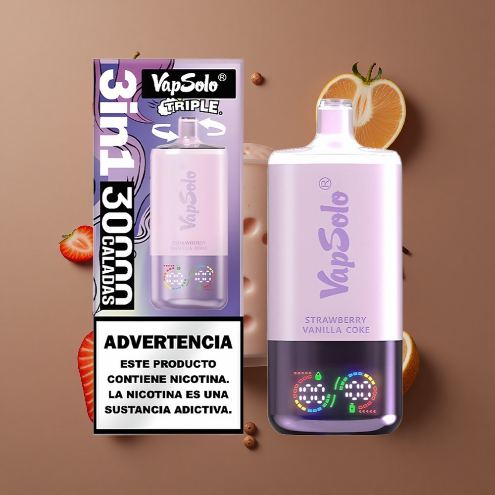 VapSolo Triple 30000 Puffs Jednokratna Vape Jagoda Vanila Kola 40ml