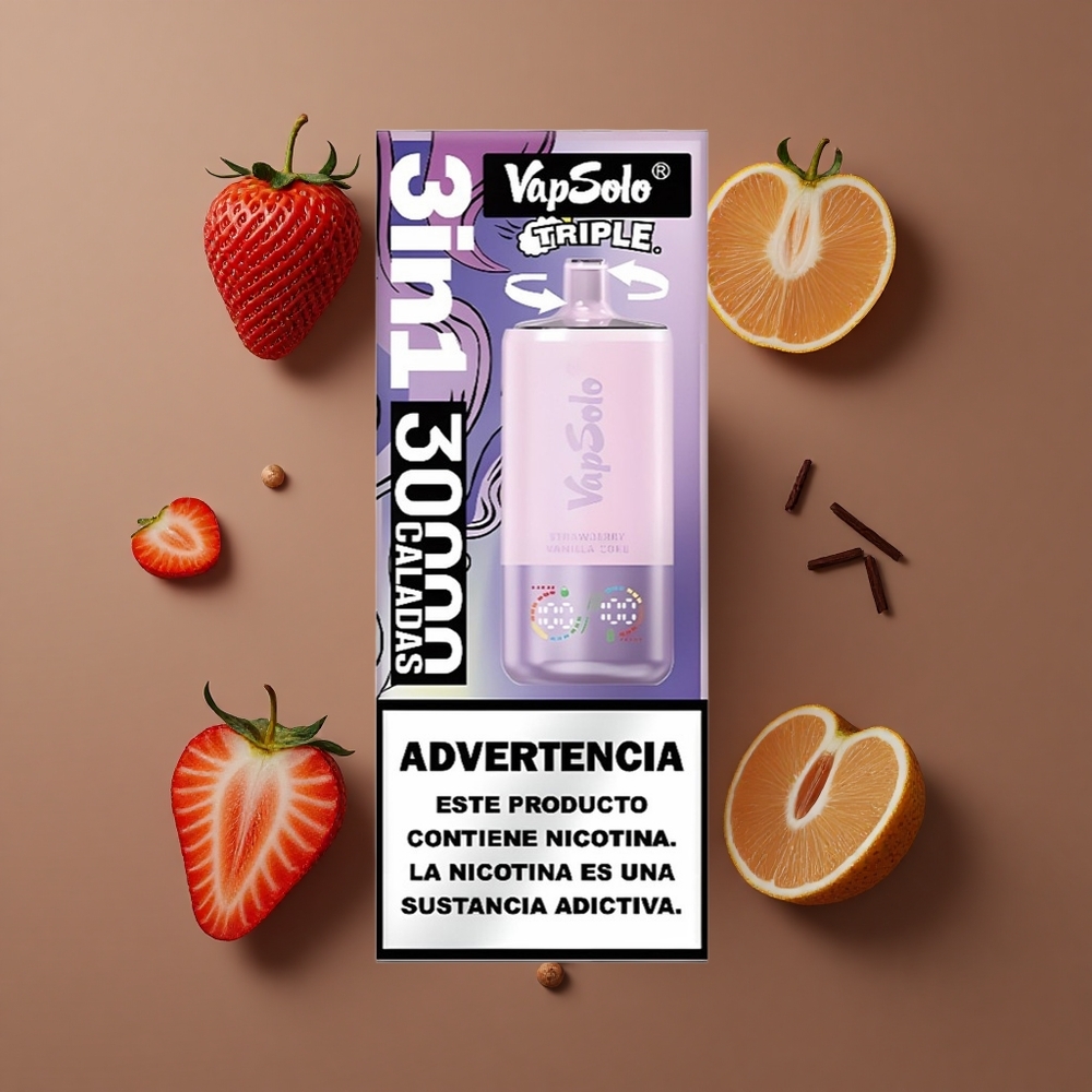 VapSolo Triple 30000 Puffs Jednokratna Vape Jagoda Vanila Kola 40ml