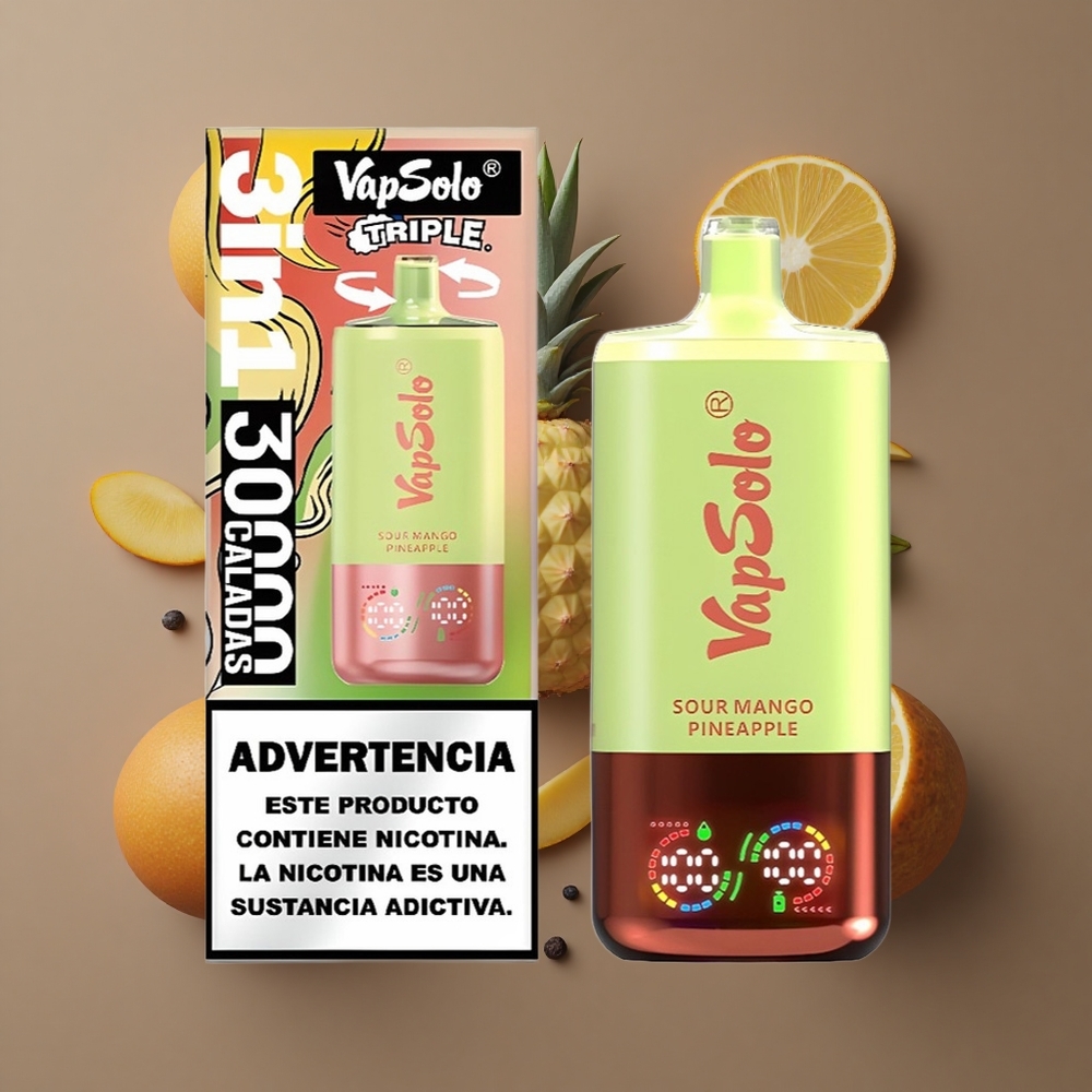 VapSolo Triple 30000 Puffs Jednokratna Vape Kiselo Mango Ananas 40ml E-Tekućina
