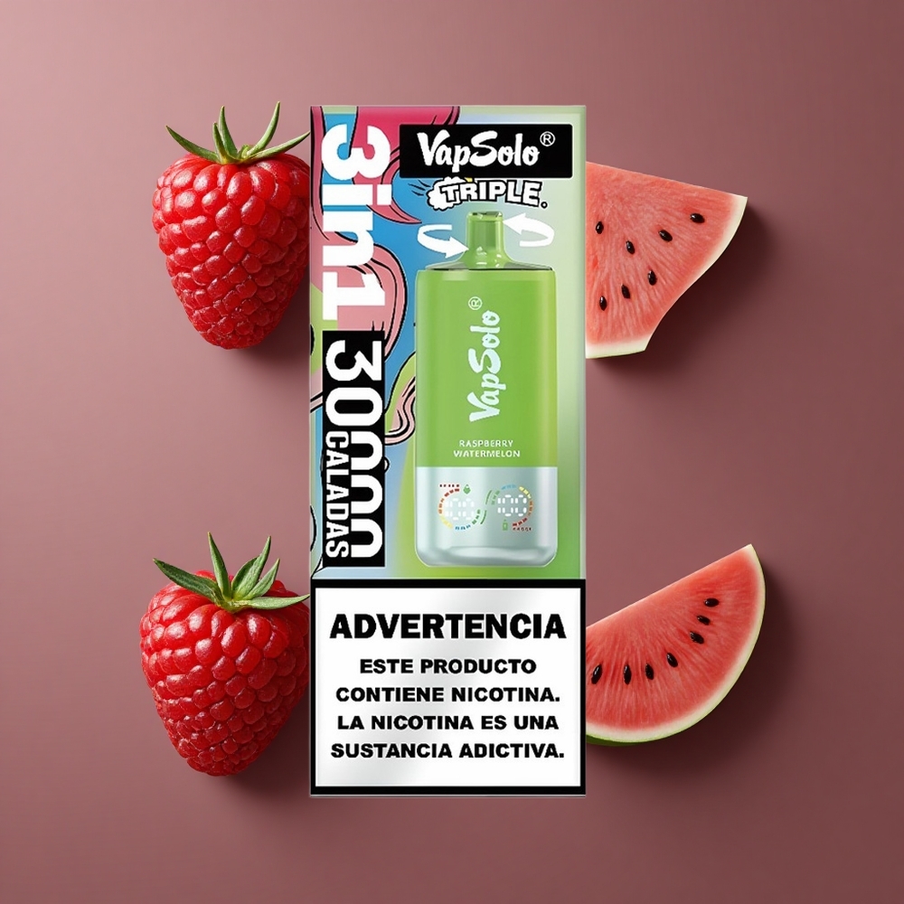 VapSolo Triple 30000 Puffs Jednokratna Vape Malina Lubenica 40ml E-tekućina