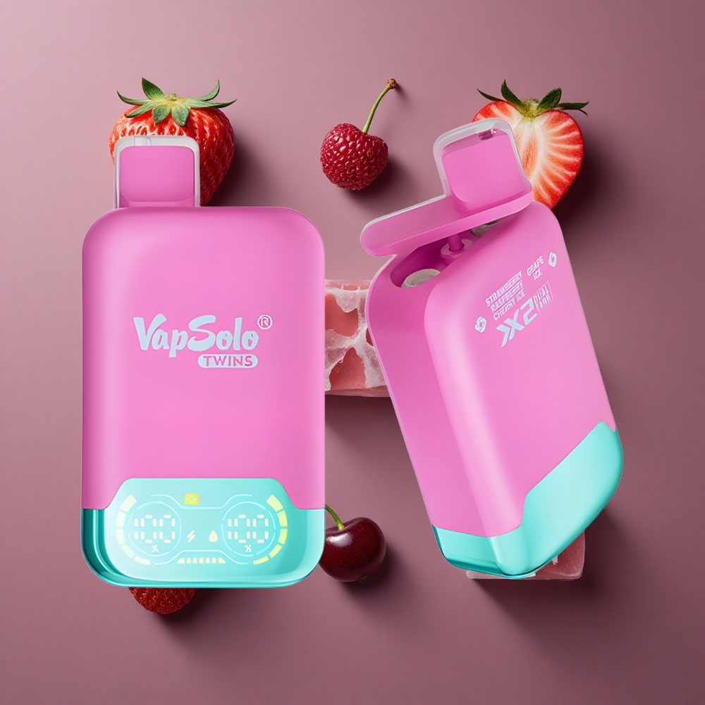 Vapsolo Twins 20000 Puffs Jednokratna Vape Jagoda Malina Trešnja Led & Grožđe Led, 40 ml, 2 spremnika