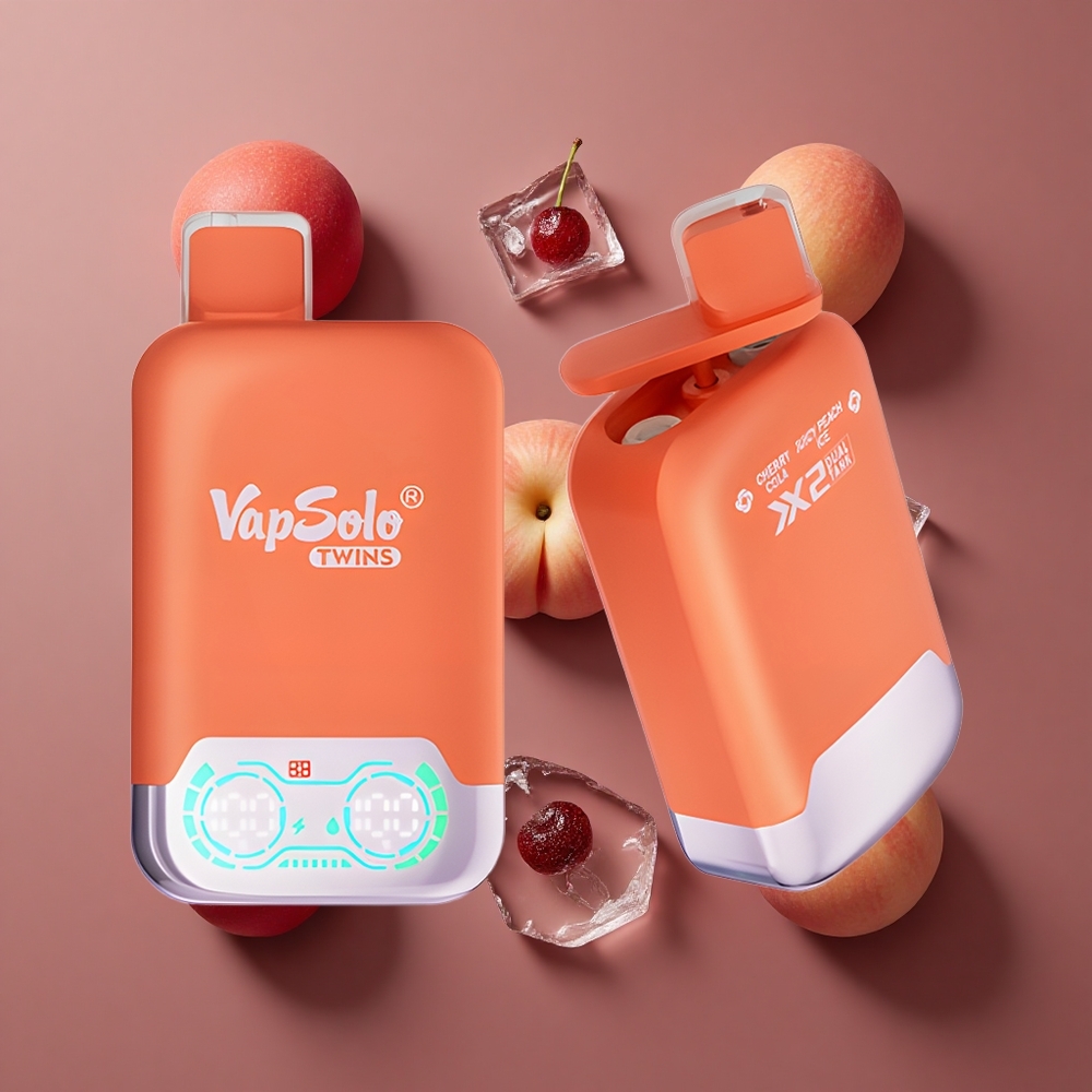 Vapsolo Twins 20000 Puffs Jednokratna Vape Trešnja Kola & Sočni Breskva Led 40 ml E-Tekućina