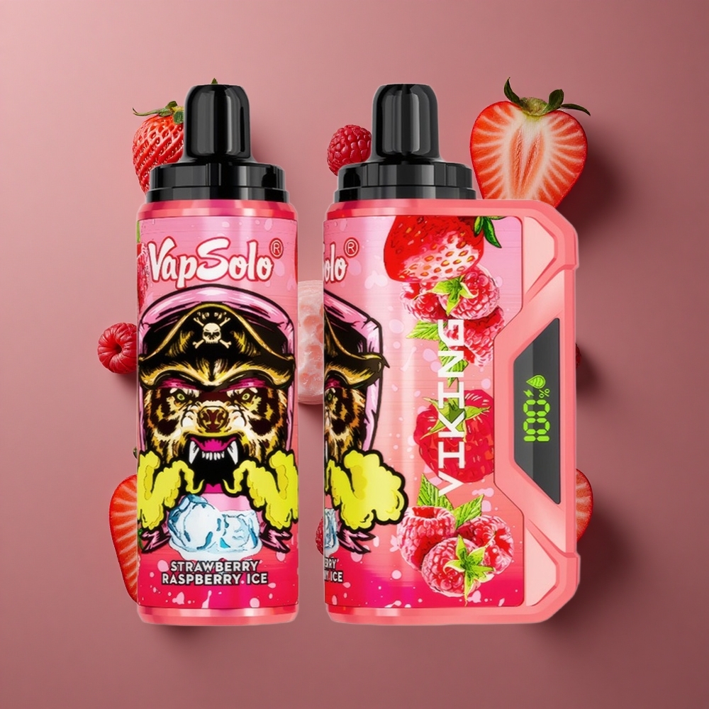 VapSolo VIKING 12000 Pufova Jednokratna Vape Jagoda Malina Led, 22ml tekućine, Tip-C punjenje