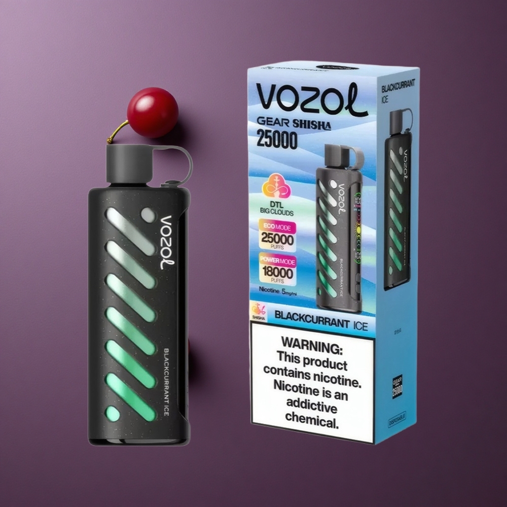 VOZOL Gear Shisha 25000 Puffs Dual Mesh Dual Modes Crna Ribica Led