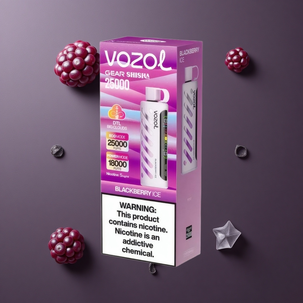 VOZOL Gear Shisha 25000 Puffs Dual Mesh Dual Modes Jednokratna Vape Jagoda Led