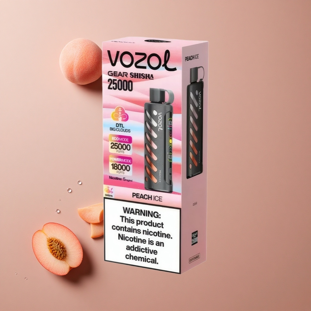 VOZOL Gear Shisha 25000 Pufova Briski Vape Breskva Led S.i.L.C Tech