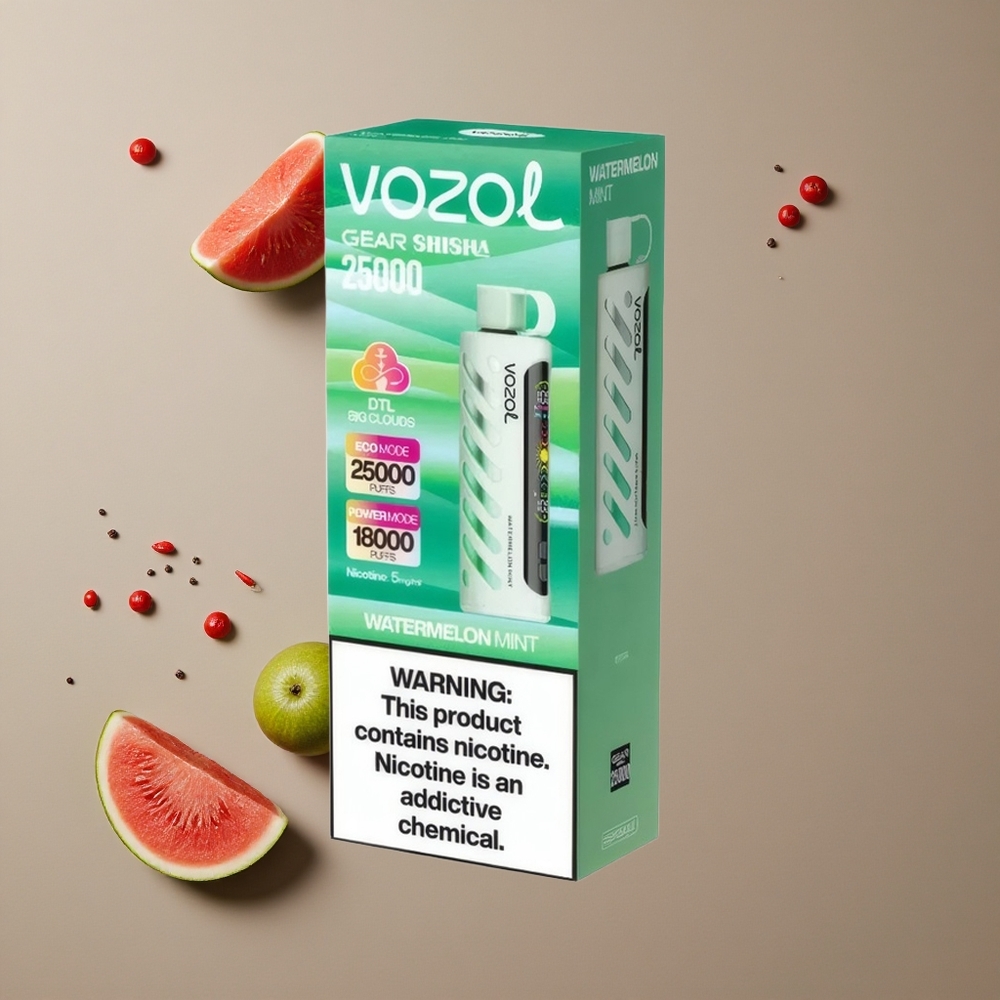 VOZOL Gear Shisha 25000 Pusta Lubenica Meta + 30 Ukusnih Aroma Dual Mesh Dual Modes